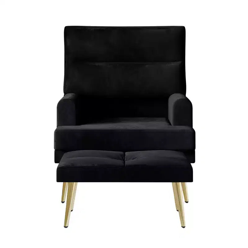 Fauteuil d'appoint avec pouf en velours