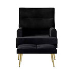 Fauteuil d'appoint avec pouf en velours