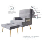 Fauteuil d'appoint avec pouf en velours