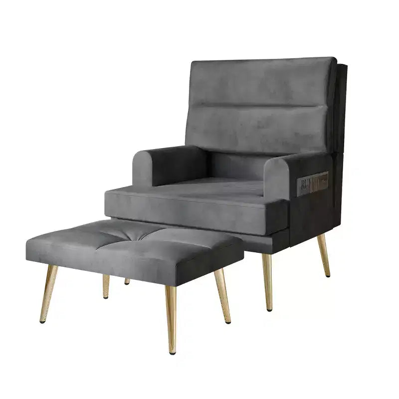 Fauteuil d'appoint avec pouf en velours