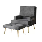 Fauteuil d'appoint avec pouf en velours