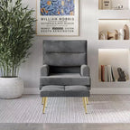 Fauteuil d'appoint avec pouf en velours
