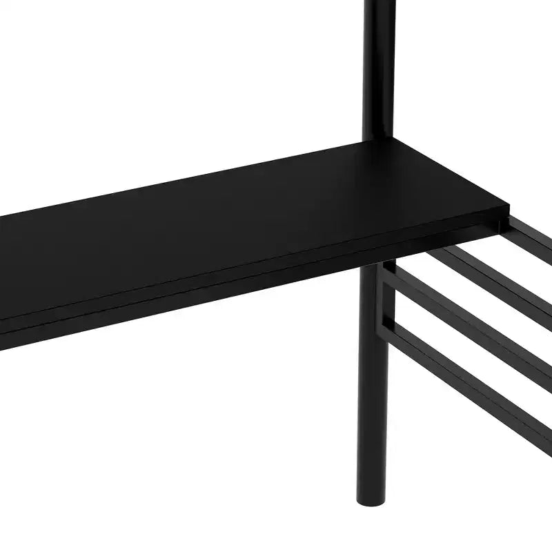Lit mezzanine en métal de style industriel avec bureau intégré et escalier, noir – 240,4 cm (L) x 105,2 cm (l) x 182,1 cm (H)
