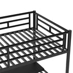 Lit mezzanine en métal de style industriel avec bureau intégré et escalier, noir – 240,4 cm (L) x 105,2 cm (l) x 182,1 cm (H)