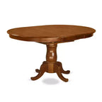 Table de salle à manger ovale avec rallonge papillon, piètement central, couleur selle