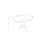 Table de salle à manger ovale avec rallonge papillon, piètement central, couleur selle