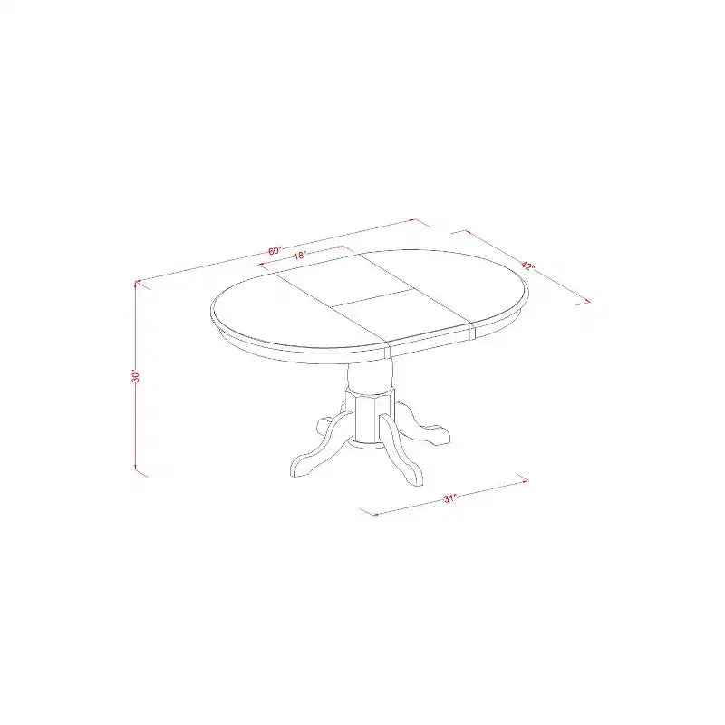 Table de salle à manger ovale avec rallonge papillon, piètement central, couleur selle