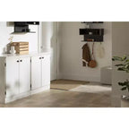 Petit meuble de rangement de style transitoire à 2 portes, blanc pur
