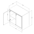 Petit meuble de rangement de style transitoire à 2 portes, blanc pur