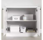 Petit meuble de rangement de style transitoire à 2 portes, blanc pur