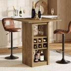 Table de bar carrée de 80 cm, unité de bar à hauteur de comptoir en bois à 4 niveaux avec porte-verres, porte-bouteilles et étagères de rangement pour bistrot