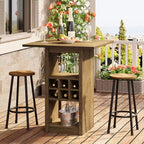 Table de bar carrée de 80 cm, unité de bar à hauteur de comptoir en bois à 4 niveaux avec porte-verres, porte-bouteilles et étagères de rangement pour bistrot