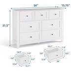 Commode 7 tiroirs de 137 cm de large pour chambre à coucher, commode moderne à tiroirs profonds, organiseur de vêtements pour salon, couloir