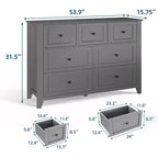 Commode 7 tiroirs de 137 cm de large pour chambre à coucher, commode moderne à tiroirs profonds, organiseur de vêtements pour salon, couloir