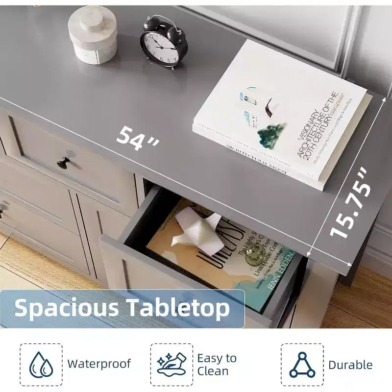 Commode 7 tiroirs de 137 cm de large pour chambre à coucher, commode moderne à tiroirs profonds, organiseur de vêtements pour salon, couloir
