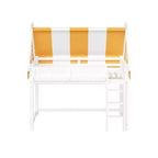 Lit mezzanine double/grand pour enfants avec baldaquin, lumières LED et étagère à livres