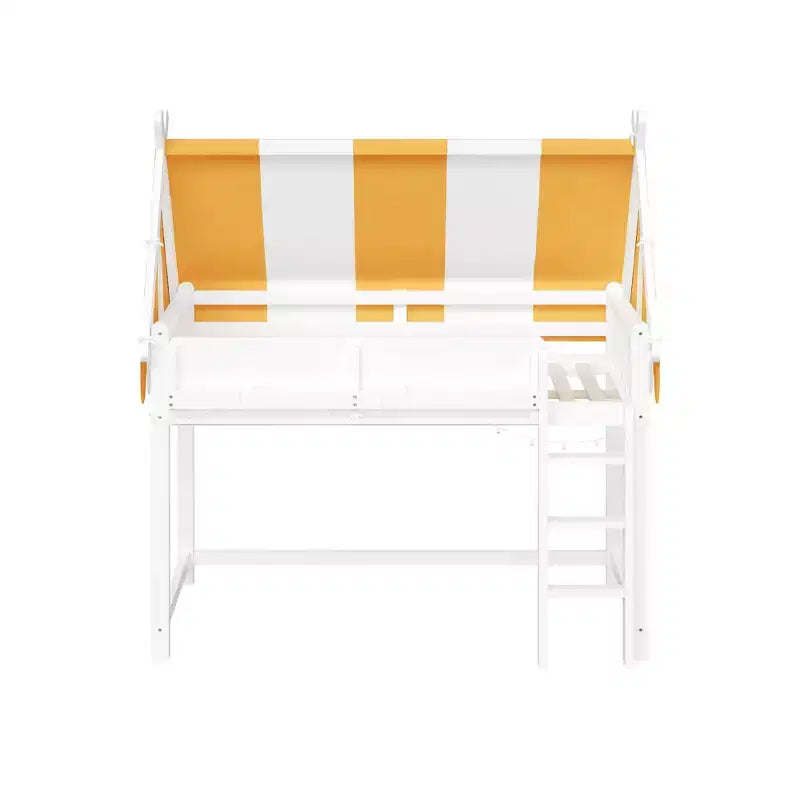 Lit mezzanine double/grand pour enfants avec baldaquin, lumières LED et étagère à livres