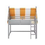 Lit mezzanine double/grand pour enfants avec baldaquin, lumières LED et étagère à livres