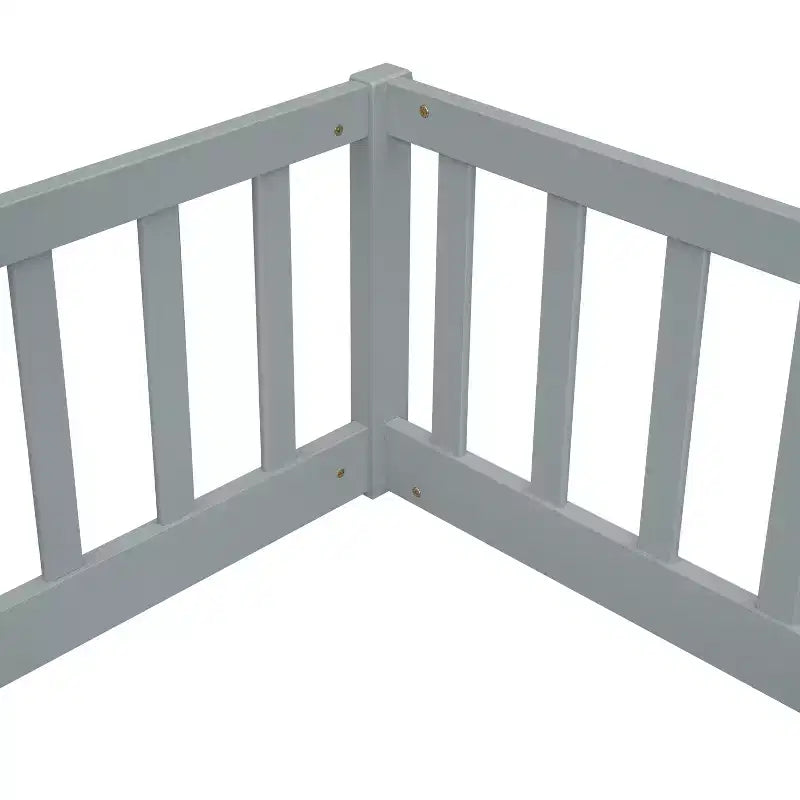 Lit superposé double avec garde-corps, pin et bois composite, naturel et gris, sûr, robuste, peu encombrant, montage facile pour les enfants