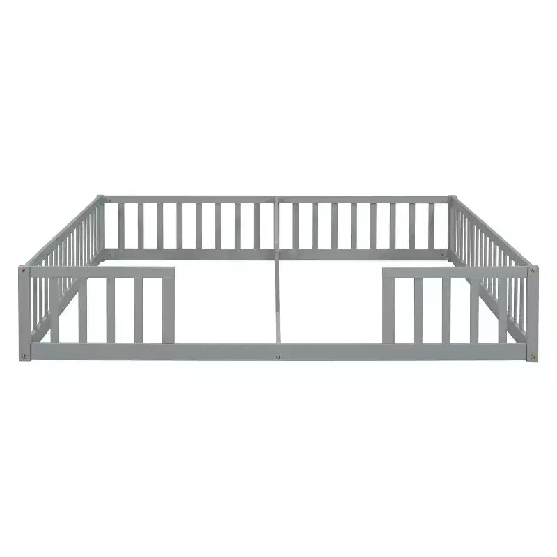 Lit superposé double avec garde-corps, pin et bois composite, naturel et gris, sûr, robuste, peu encombrant, montage facile pour les enfants