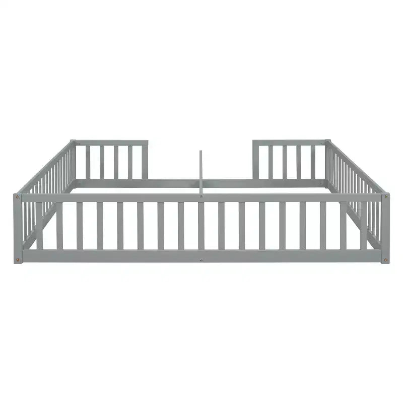 Lit superposé double avec garde-corps, pin et bois composite, naturel et gris, sûr, robuste, peu encombrant, montage facile pour les enfants