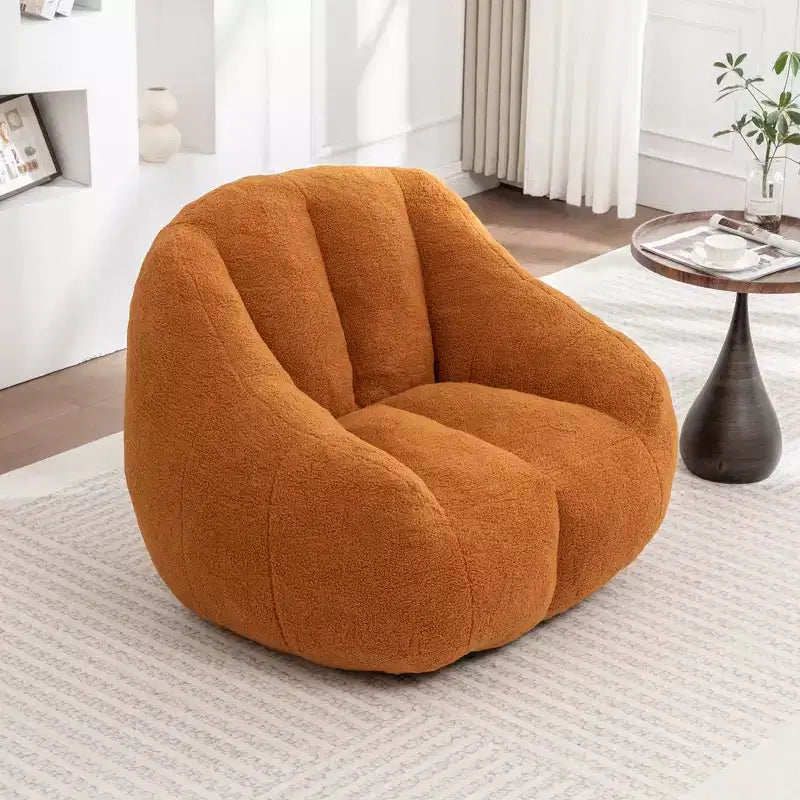 Fauteuil lounge en tissu Teddy doux, fauteuil d'appoint en peluche de forme arrondie pour salon, chambre ou coin lecture