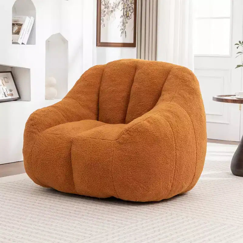 Fauteuil lounge en tissu Teddy doux, fauteuil d'appoint en peluche de forme arrondie pour salon, chambre ou coin lecture