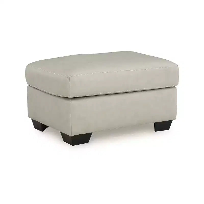 Ottoman, coussin en cuir pleine fleur, gris osseux