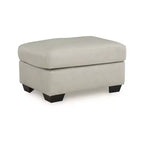 Ottoman, coussin en cuir pleine fleur, gris osseux