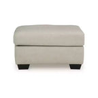 Ottoman, coussin en cuir pleine fleur, gris osseux
