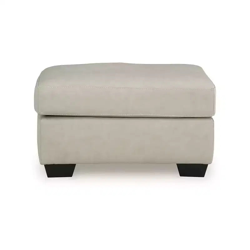 Ottoman, coussin en cuir pleine fleur, gris osseux