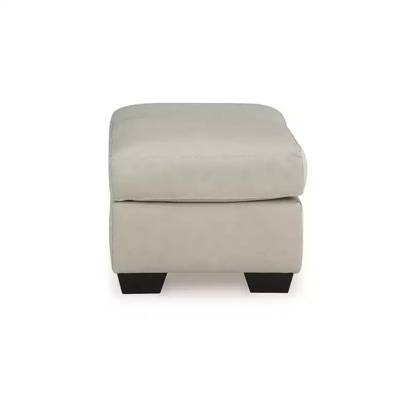 Ottoman, coussin en cuir pleine fleur, gris osseux