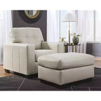 Ottoman, coussin en cuir pleine fleur, gris osseux