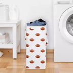 Panier à linge pliable pour enfant avec poignées Thème football sportif Aquarelle Marron et blanc