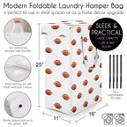 Panier à linge pliable pour enfant avec poignées Thème football sportif Aquarelle Marron et blanc