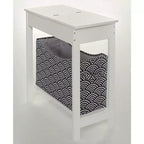 Table d'appoint étroite en bois avec plateau rabattable et panier de rangement en tissu