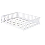 Lit au sol pleine grandeur avec clôture et porte pour chambre d'enfant