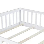 Lit au sol pleine grandeur avec clôture et porte pour chambre d'enfant