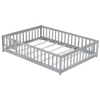 Lit au sol pleine grandeur avec clôture et porte pour chambre d'enfant