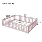 Lit au sol pleine grandeur avec clôture et porte pour chambre d'enfant