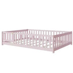 Lit au sol pleine grandeur avec clôture et porte pour chambre d'enfant