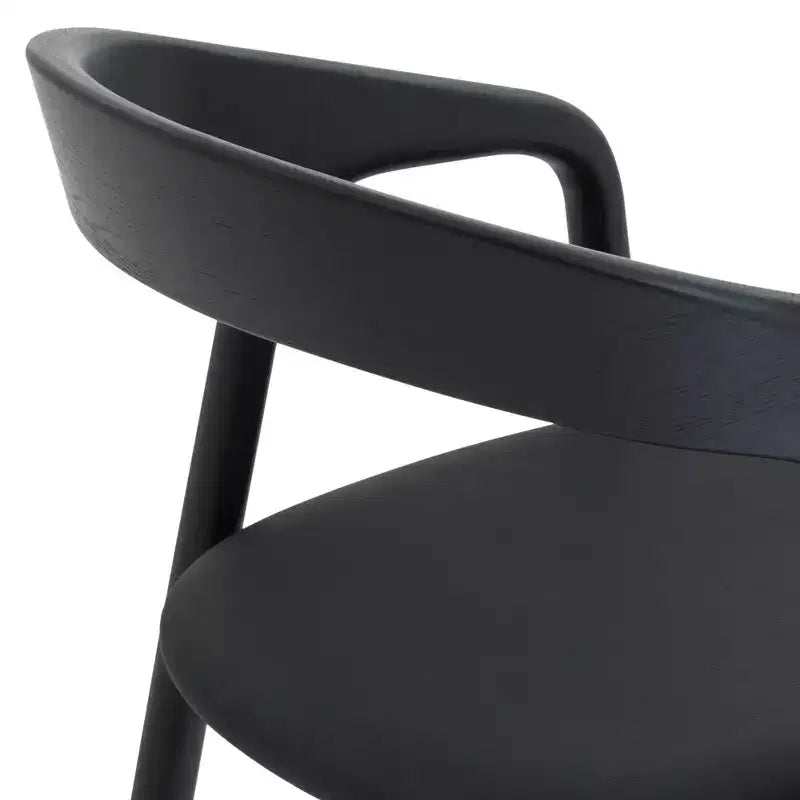 Tabouret de bar hauteur comptoir chêne noir, bois et similicuir