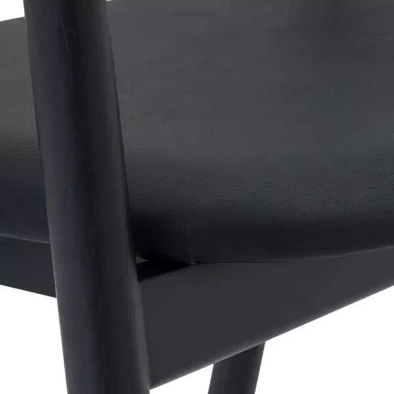 Tabouret de bar hauteur comptoir chêne noir, bois et similicuir