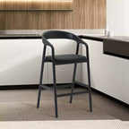 Tabouret de bar hauteur comptoir chêne noir, bois et similicuir