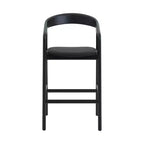 Tabouret de bar hauteur comptoir chêne noir, bois et similicuir