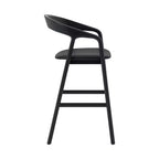 Tabouret de bar hauteur comptoir chêne noir, bois et similicuir