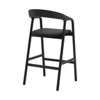 Tabouret de bar hauteur comptoir chêne noir, bois et similicuir