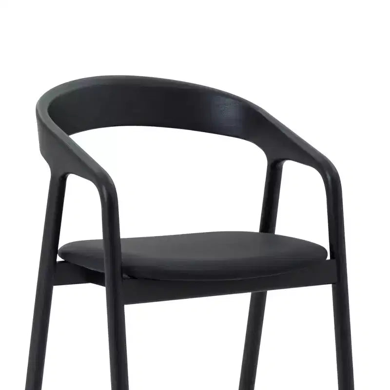 Tabouret de bar hauteur comptoir chêne noir, bois et similicuir