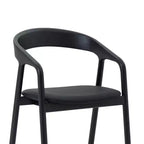 Tabouret de bar hauteur comptoir chêne noir, bois et similicuir