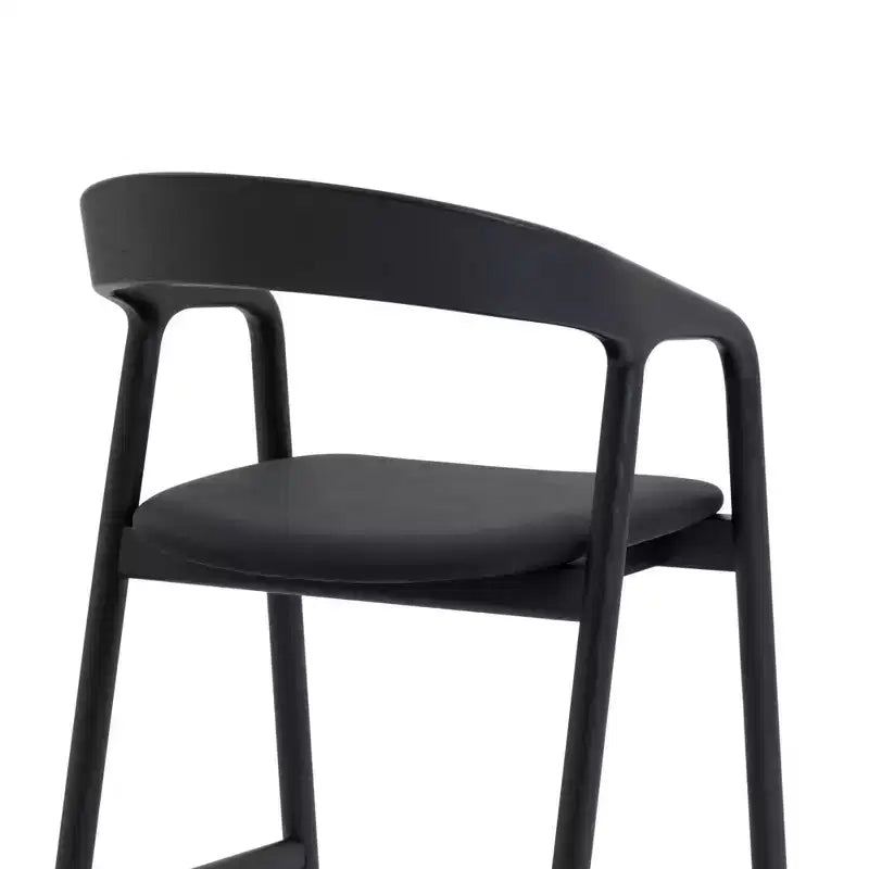 Tabouret de bar hauteur comptoir chêne noir, bois et similicuir